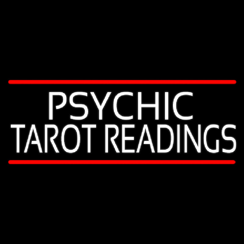 Psychic Tarot Readings Block With Red Line Neonskylt