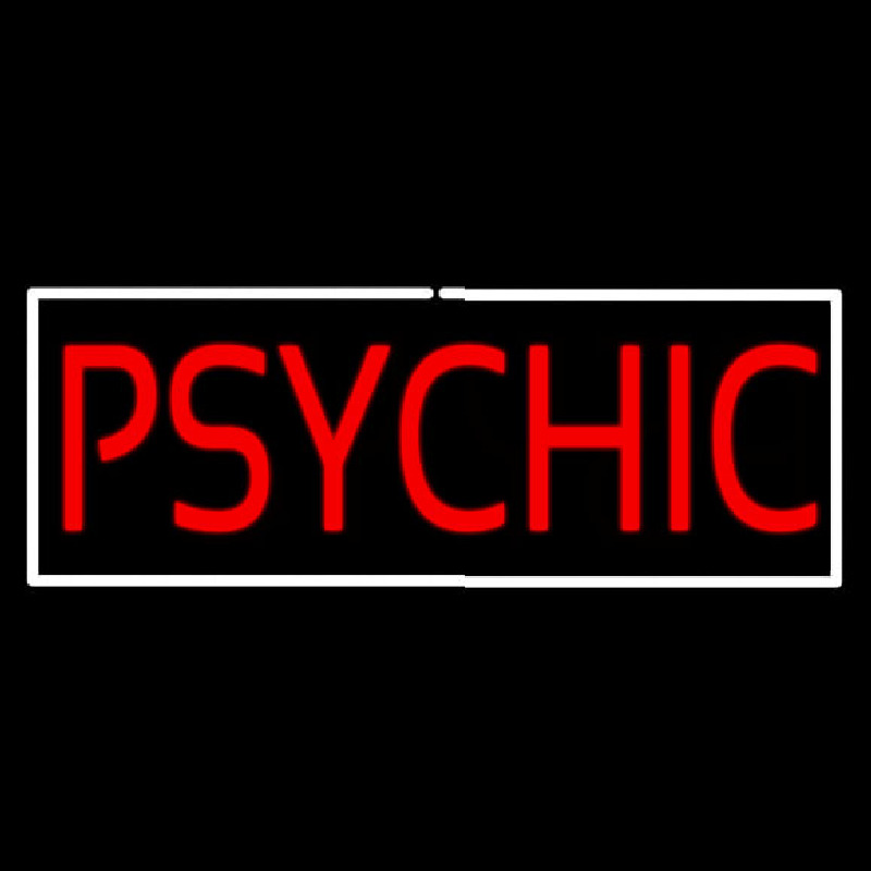 Psychic White Border Neonskylt