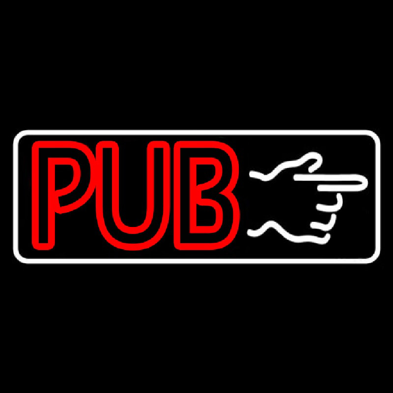 Pub Glowing With White Border Neonskylt