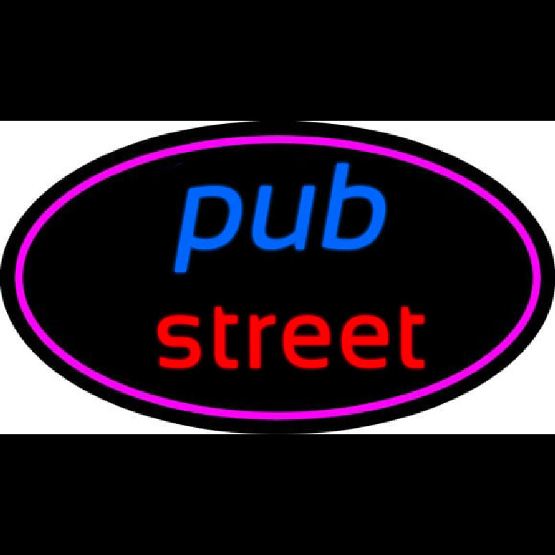 Pub Street Oval With Pink Border Neonskylt