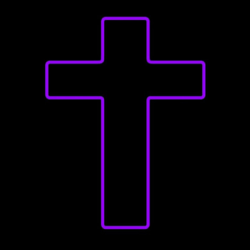 Purple Christian Cross Neonskylt