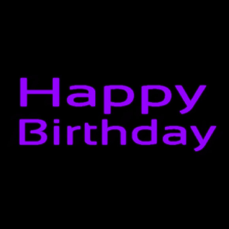 Purple Happy Birthday Neonskylt