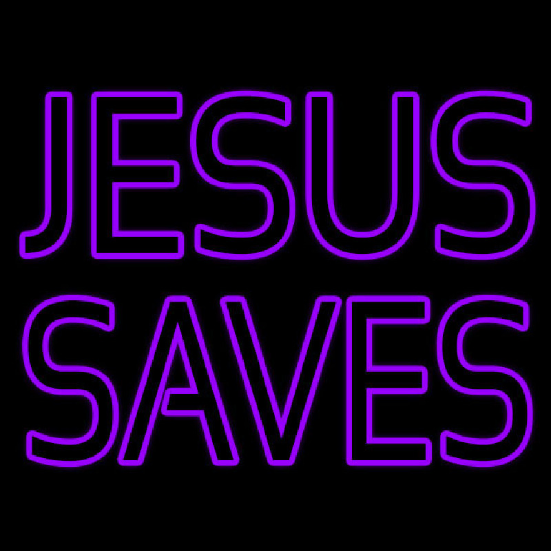 Purple Jesus Saves Neonskylt