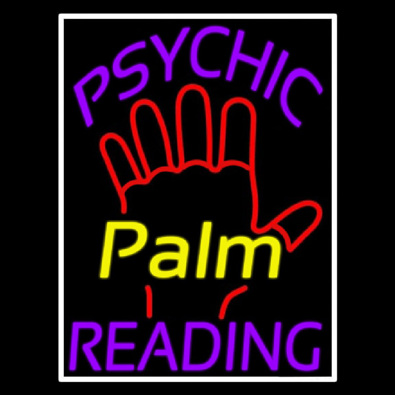 Purple Psychic Reading With Yellow Palm Neonskylt