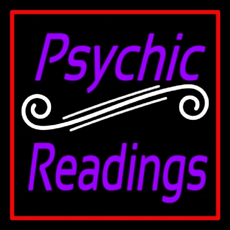 Purple Psychic Readings With Red Border Neonskylt
