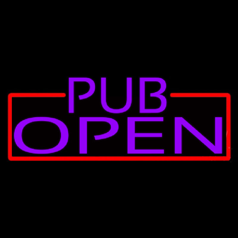 Purple Pub Open With Red Border Neonskylt