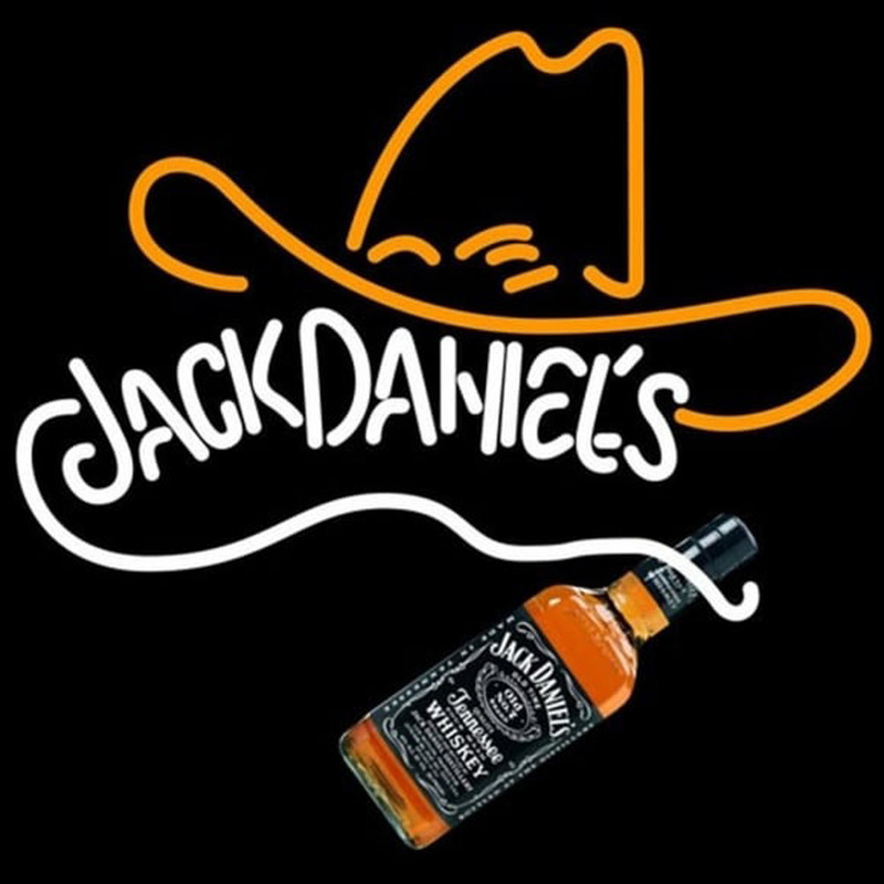 Rare Jack Daniels Whiskey Cowboy Hat Neonskylt