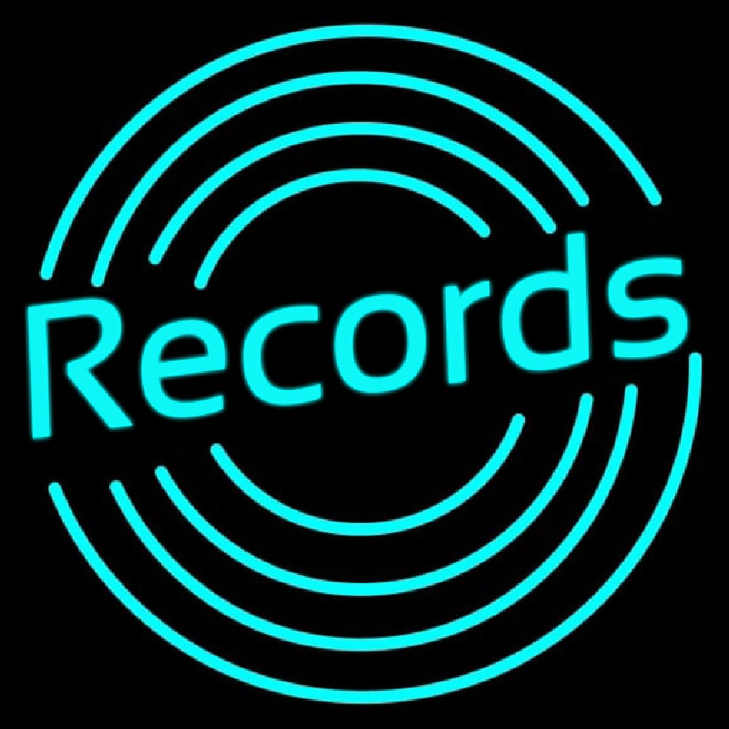 Records With Disc Neonskylt