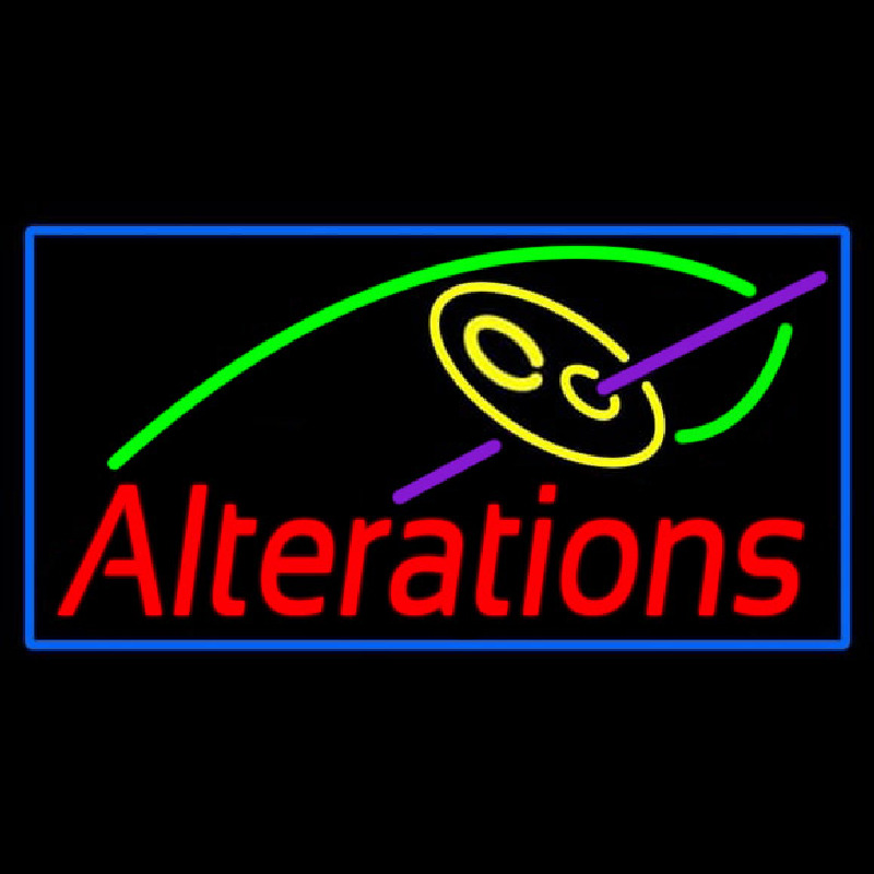 Red Alteration Logo Blue Border Neonskylt