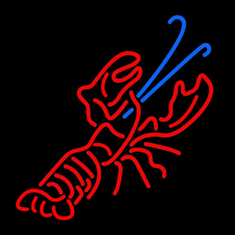 Red And Blue Lobster Logo Neonskylt