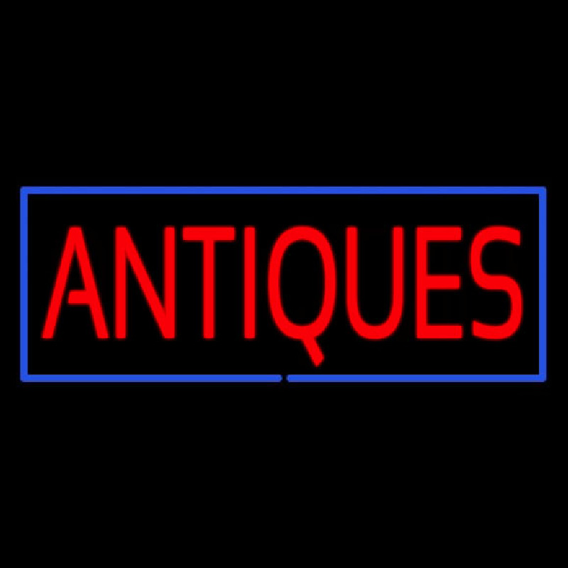 Red Antiques Blue Rectangle Neonskylt