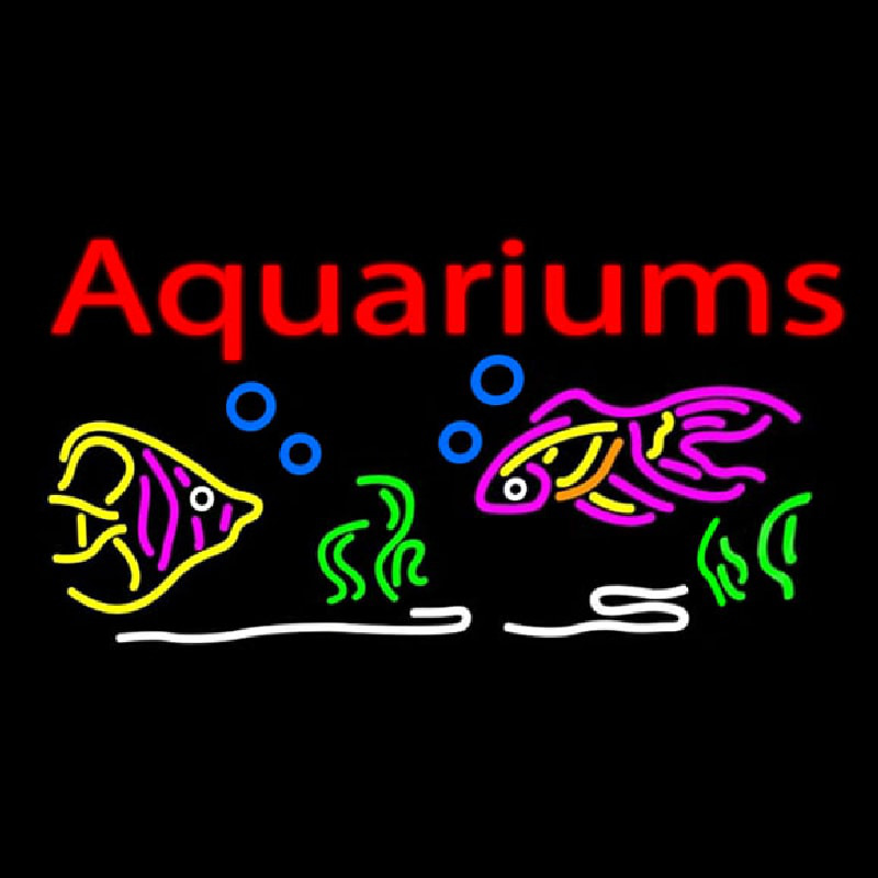 Red Aquariums Fish Logo Neonskylt