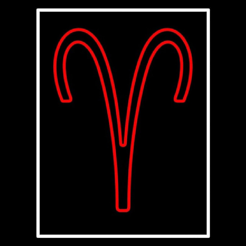 Red Aries White Border Neonskylt
