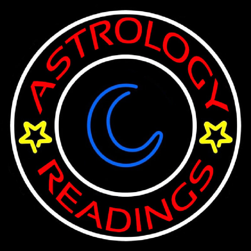 Red Astrology Readings White Border Neonskylt