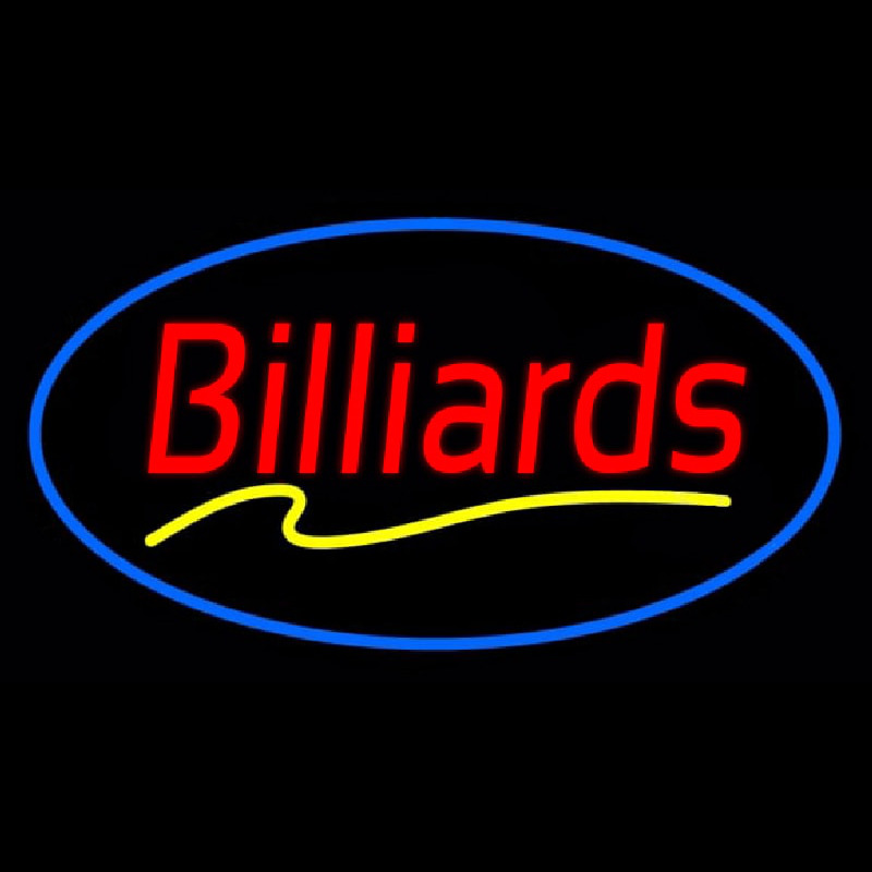 Red Billiards Blue Oval Neonskylt