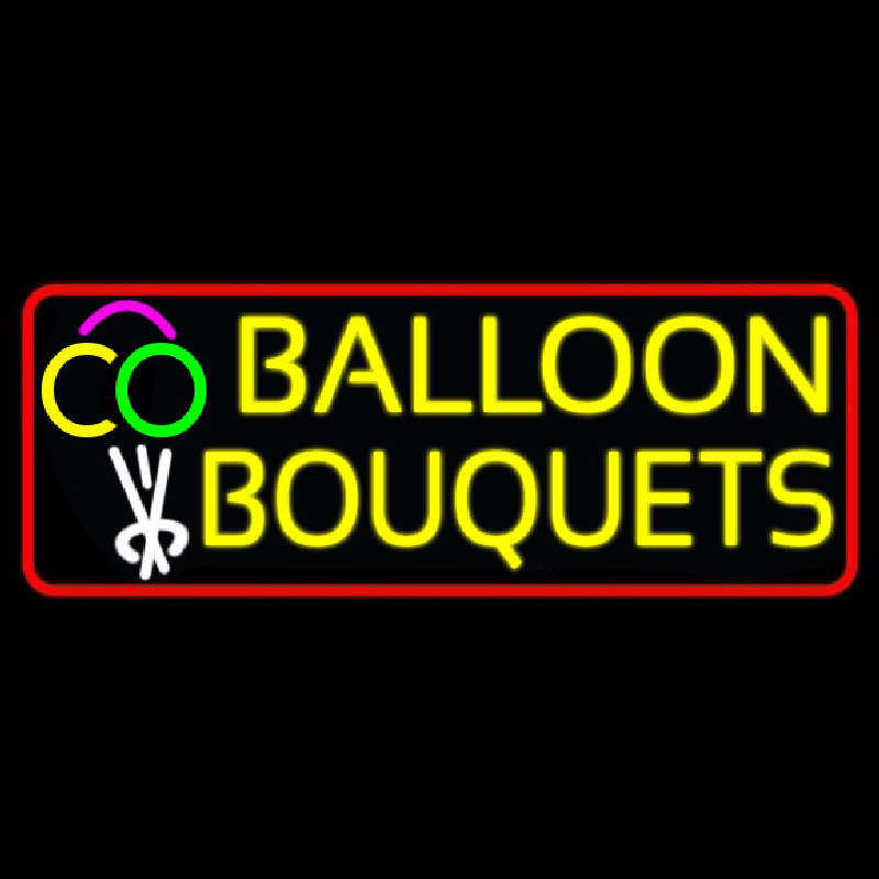 Red Border Balloon Bouquets Neonskylt