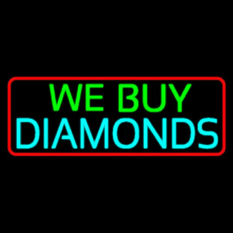 Red Border We Buy Diamonds Neonskylt