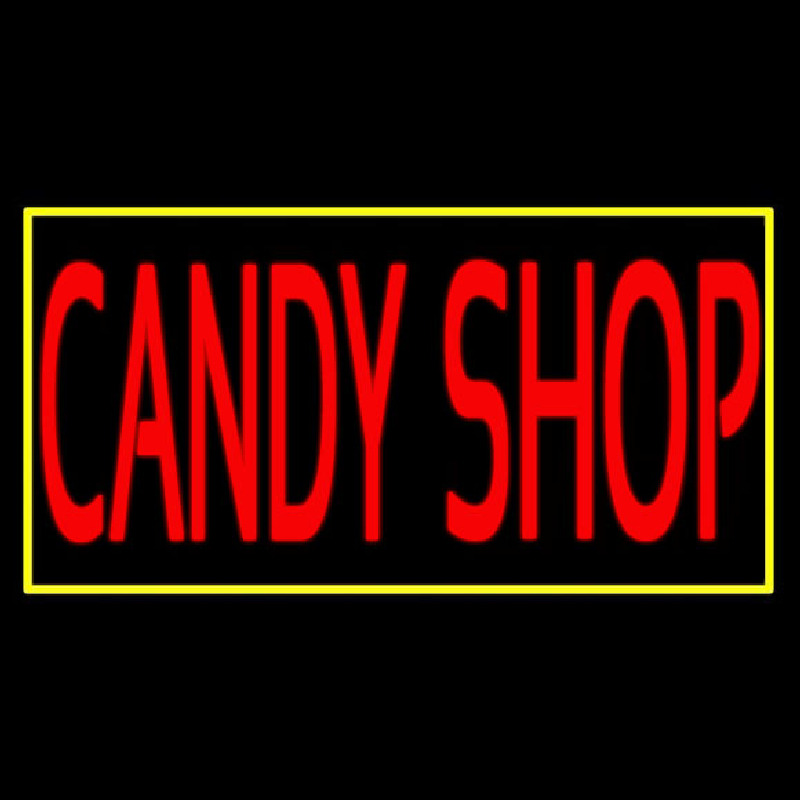 Red Candy Shop With Yellow Border Neonskylt