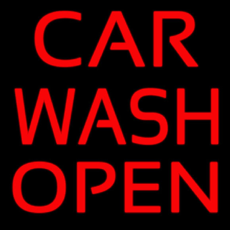 Red Car Wash Open Neonskylt