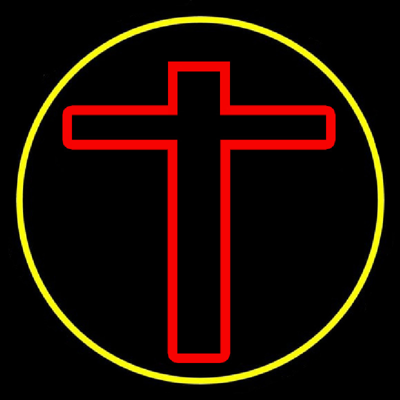 Red Christian Cross Neonskylt