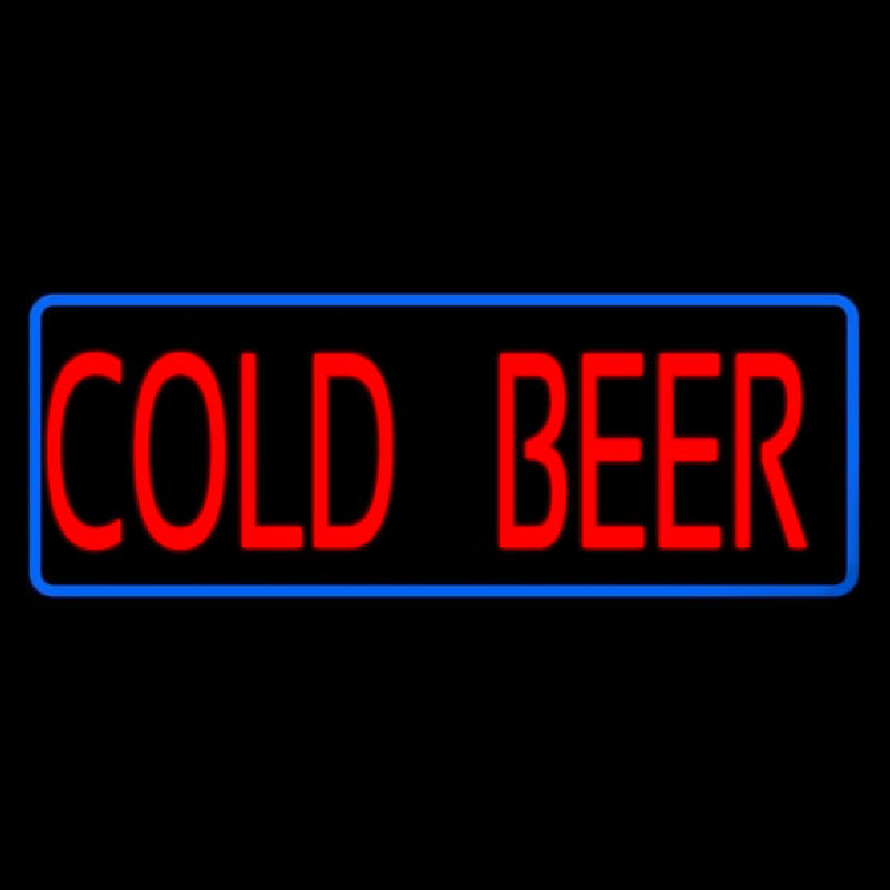 Red Cold Beer With Blue Border Neonskylt