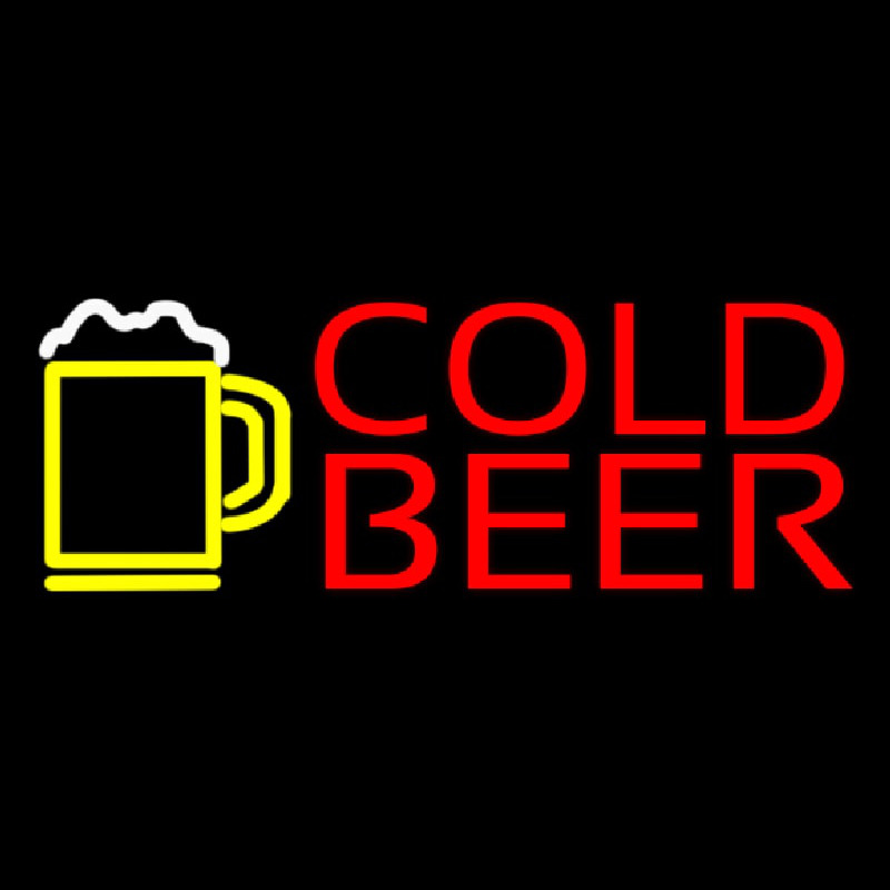 Red Cold Beer With Yellow Mug Neonskylt