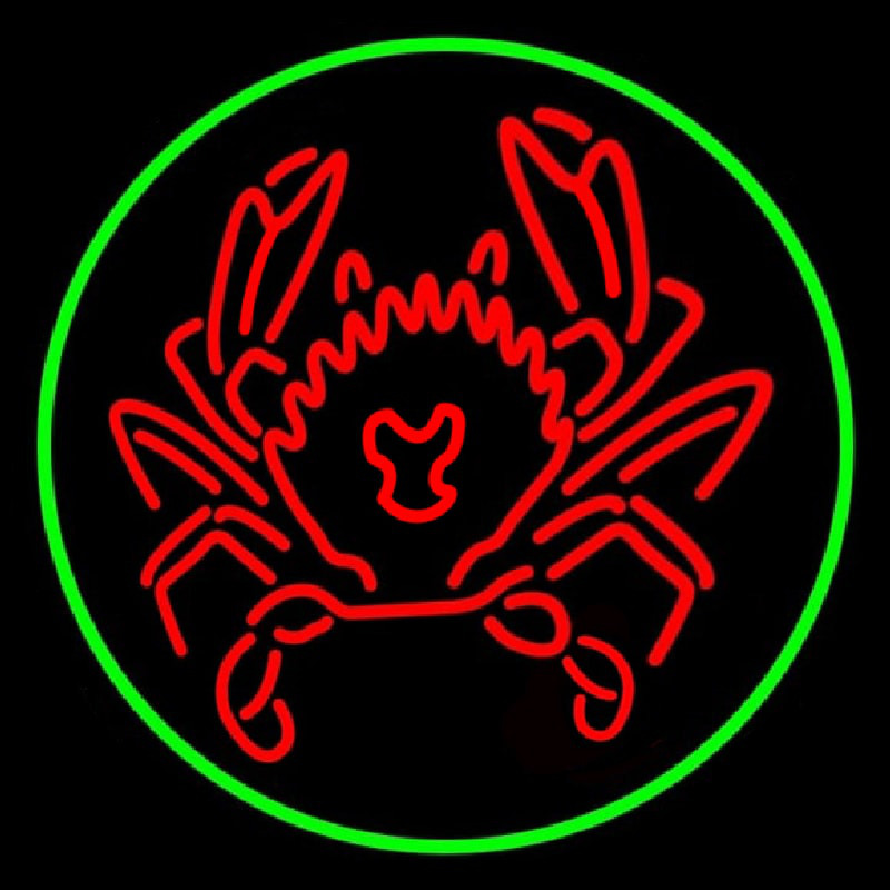 Red Crab Green Circle Neonskylt
