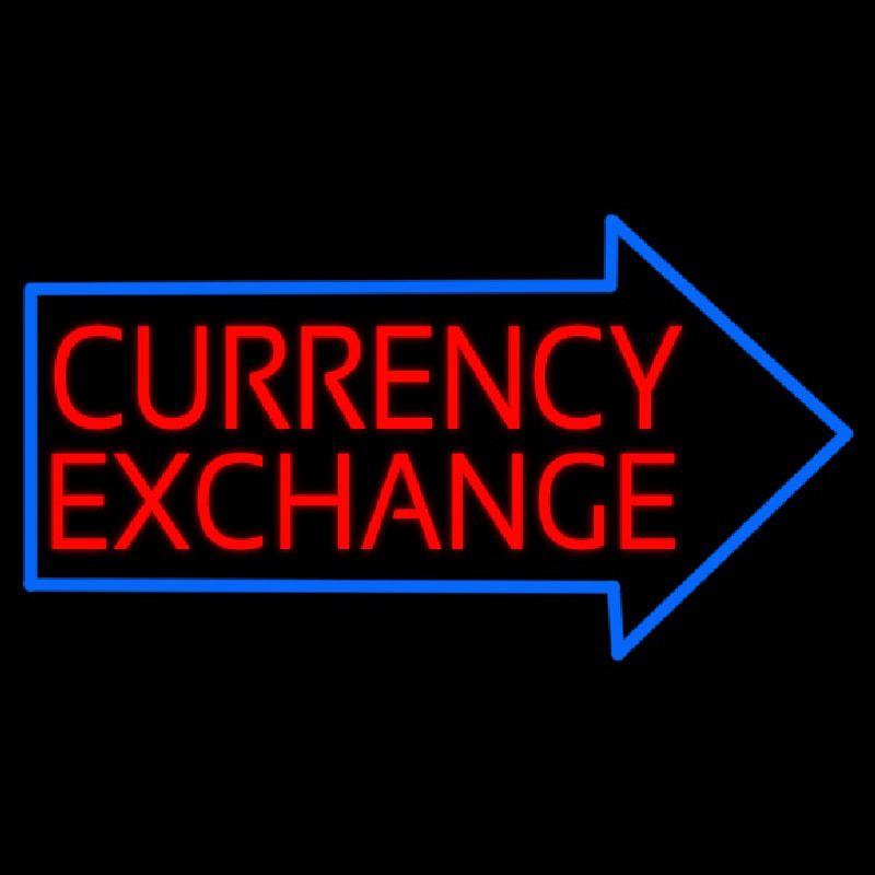 Red Currency E change With Arrow Neonskylt