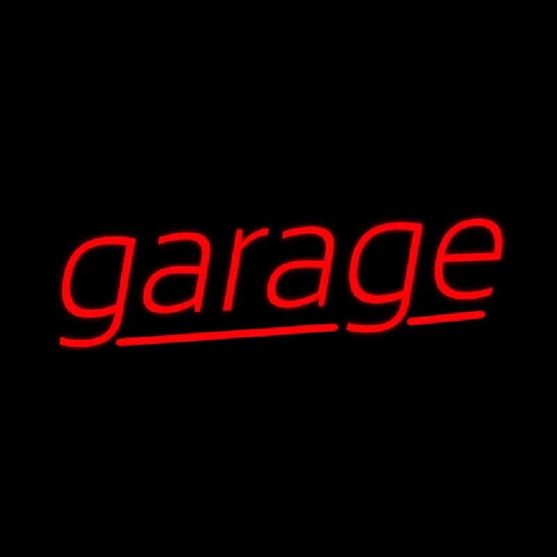 Red Cursive Garage Neonskylt