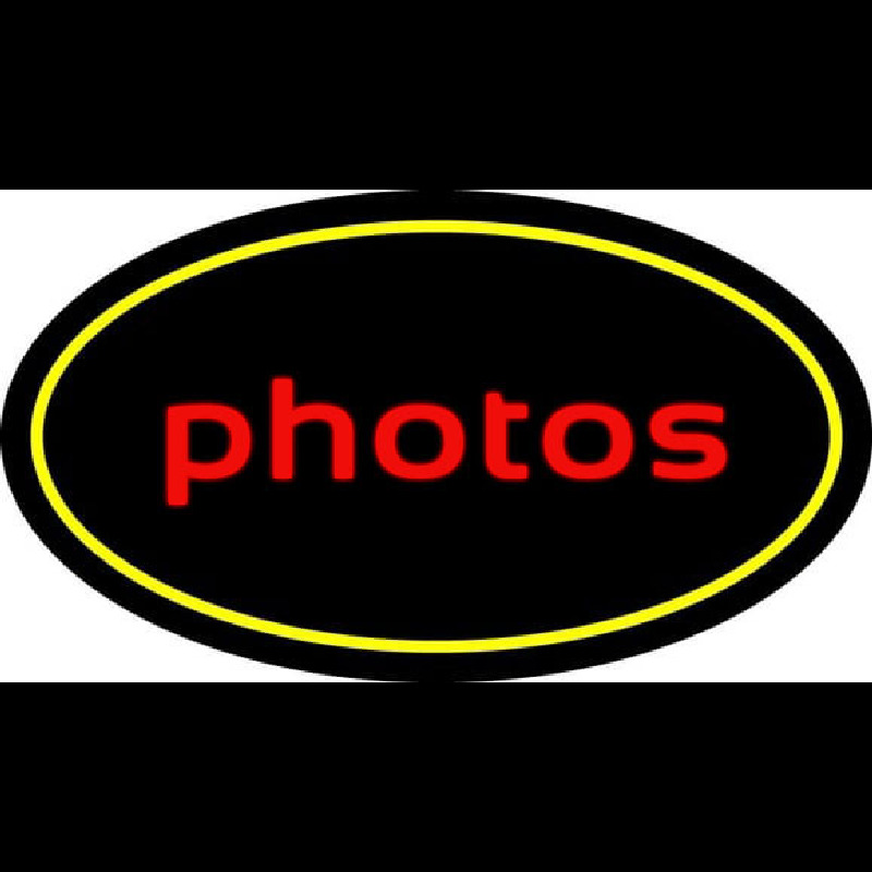 Red Cursive Photos With Oval Neonskylt