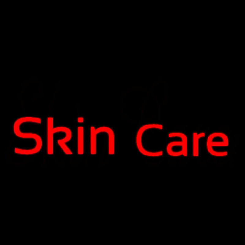 Red Cursive Skin Care Neonskylt