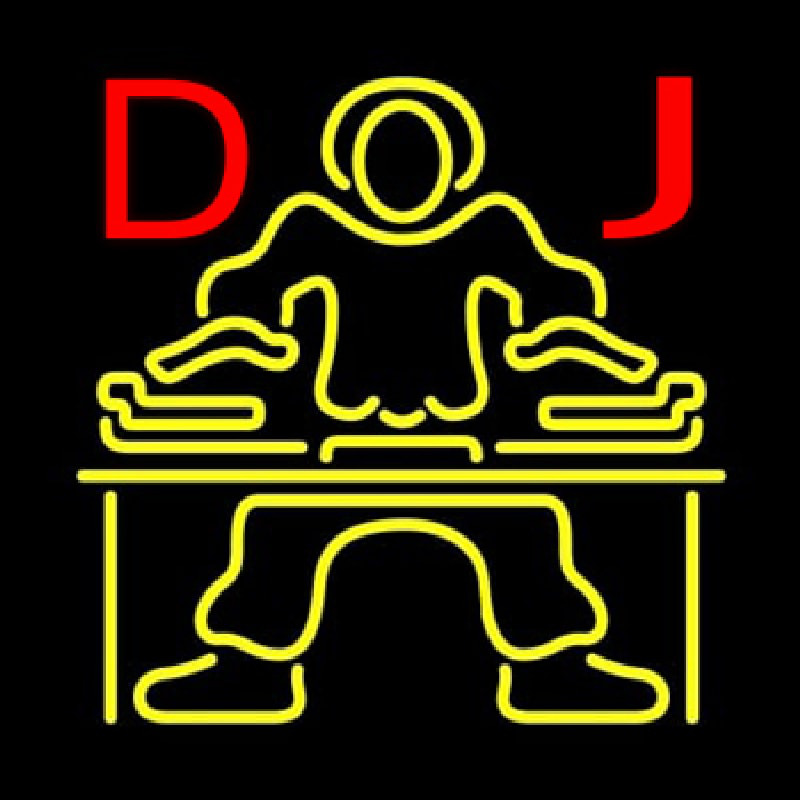 Red DJ Disc Jockey Music Neonskylt