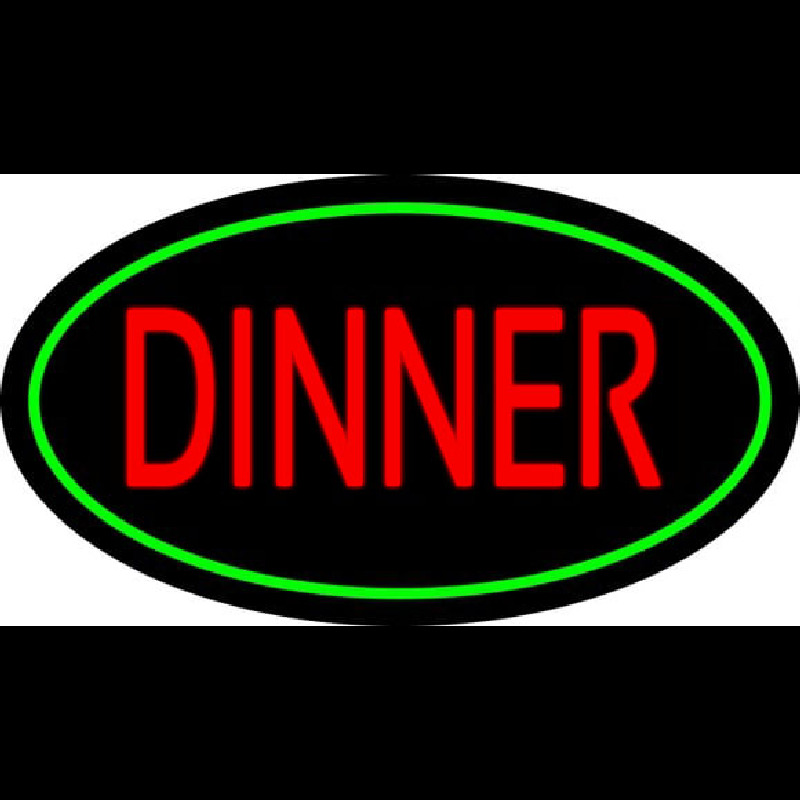 Red Dinner Oval Green Neonskylt