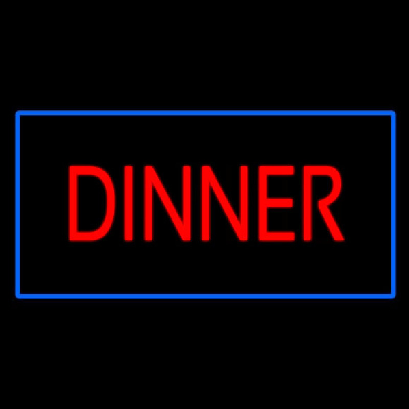 Red Dinner Rectangle Blue Neonskylt