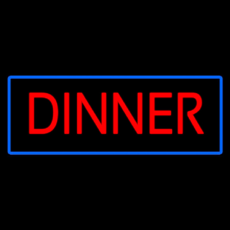 Red Dinner With Blue Border Neonskylt