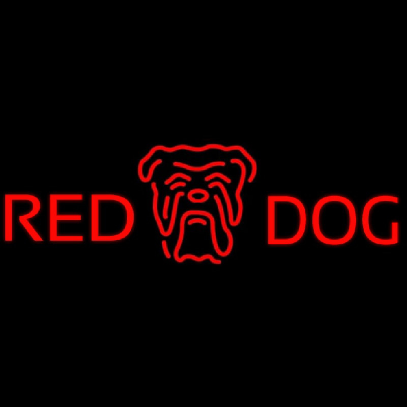 Red Dog Head Logo Beer Sign Neonskylt
