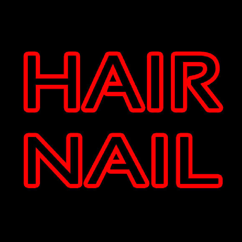 Red Double Stroke Hair Nail Neonskylt