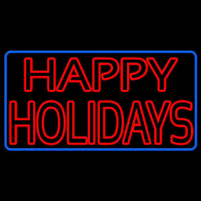 Red Double Stroke Happy Holidays Neonskylt