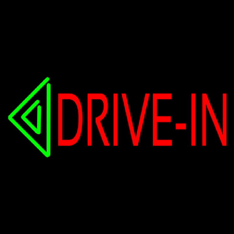 Red Drive In Green Arrow Block Neonskylt