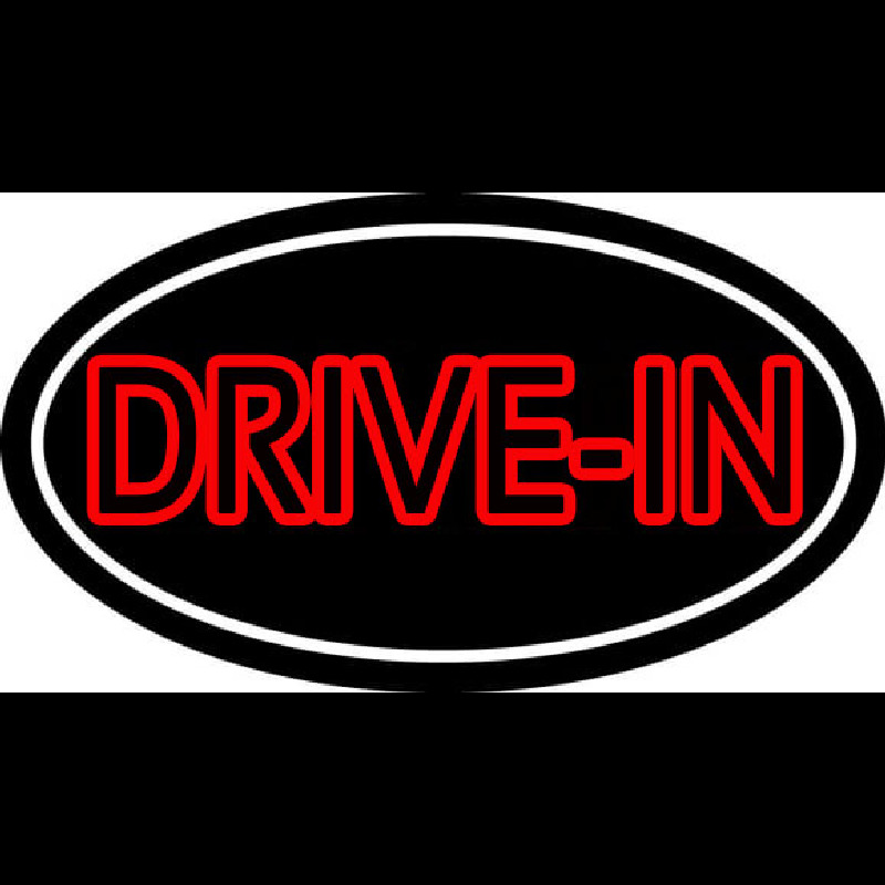 Red Drive In With White Border Neonskylt