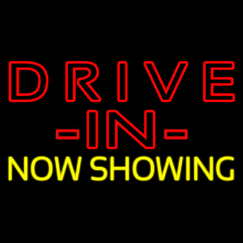 Red Drive In Yellow Now Showing Neonskylt