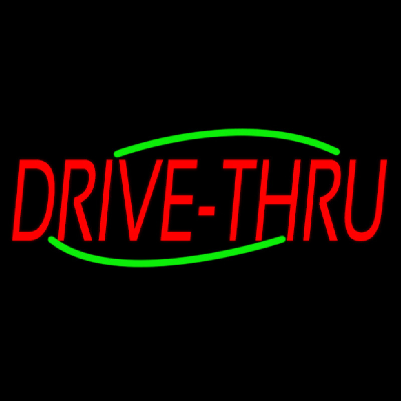 Red Drive Thru Neonskylt