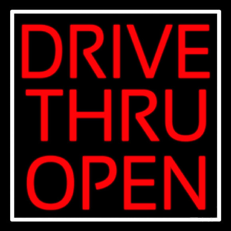 Red Drive Thru Open Neonskylt