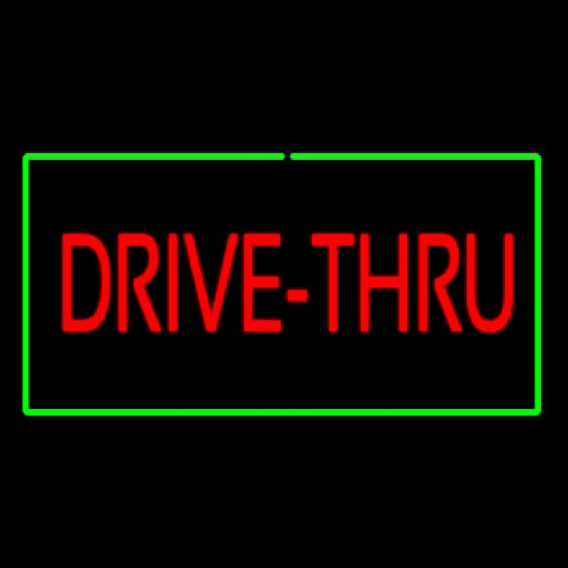 Red Drive Thru Rectangle Green Neonskylt