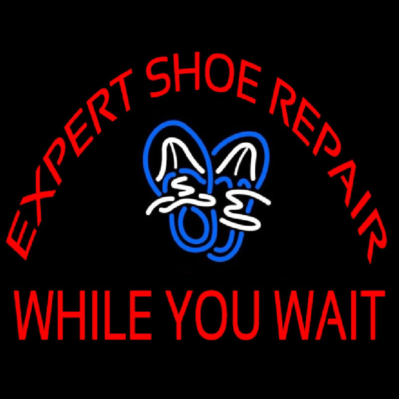 Red E pert Shoe Repair Neonskylt