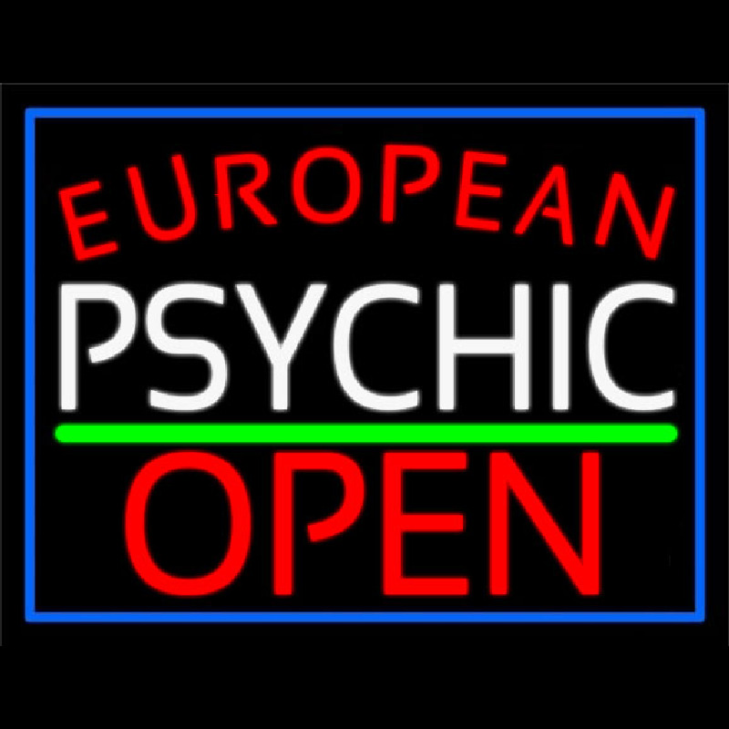 Red European White Psychic Red Open Green Line Neonskylt