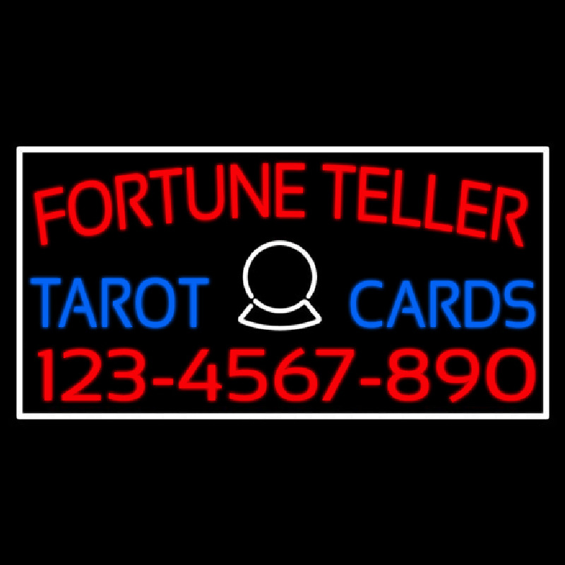 Red Fortune Teller Blue Tarot Cards With Phone Number Neonskylt