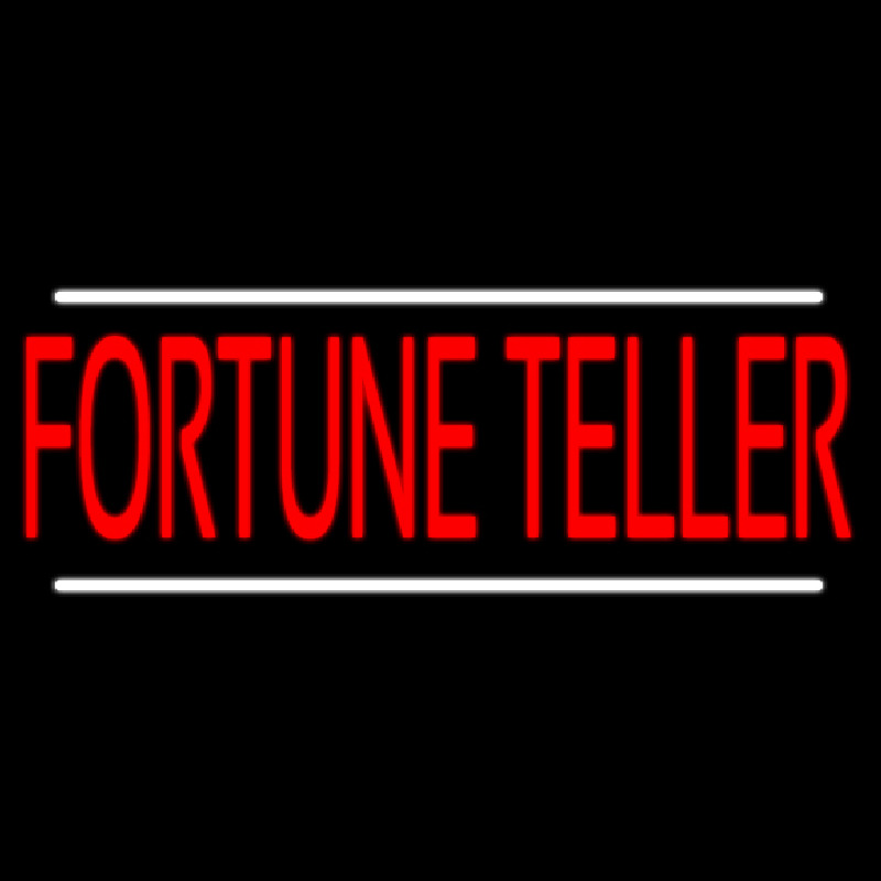 Red Fortune Teller White Line Neonskylt