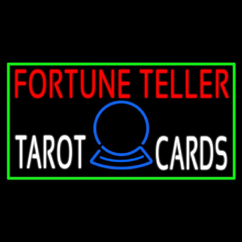 Red Fortune Teller White Tarot Cards With Green Border Neonskylt