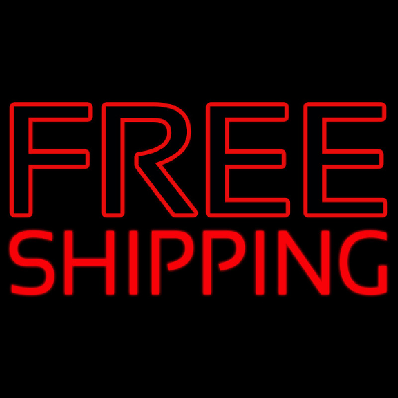 Red Free Shipping Block Neonskylt